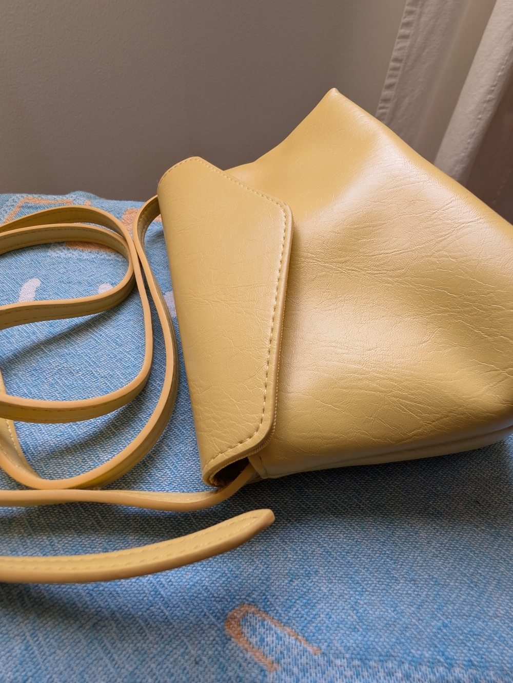 Light Yellow Faux Leather Crossbody Bag